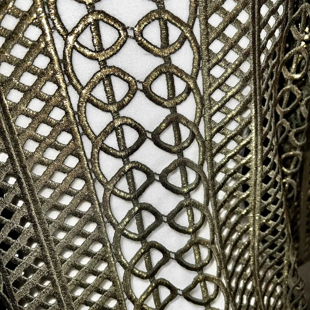 CHICOS Travelers Antiqued Gold Foldable “Lace” Jacket Coat! So UNIQUE! Chico’s 3 - Picture 11 of 13